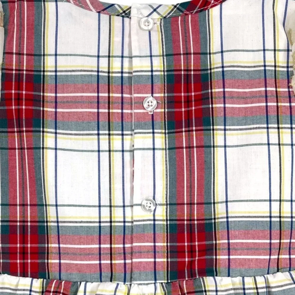 Andy & Evan Plaid Tiered Dress Puff Sleeves NWT Sz 6Y